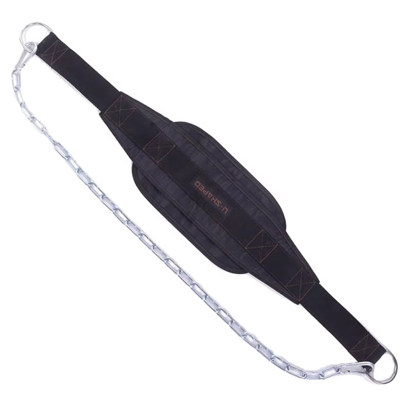 Thicken Weight Lifting Belt with Chain Dipping Belt for Pull up Chin up Kettlebell Barbell Fitness Bodybuilding Gym Belt