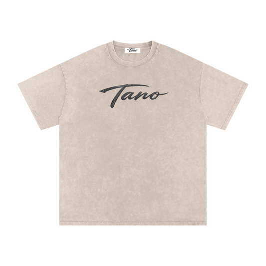 Snow Washed Oversized Cotton T-Shirt "Discipline"