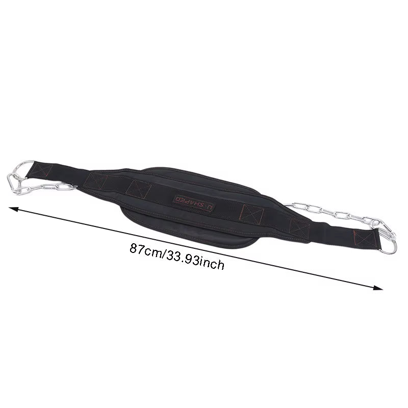Thicken Weight Lifting Belt with Chain Dipping Belt for Pull up Chin up Kettlebell Barbell Fitness Bodybuilding Gym Belt