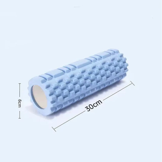 Blue 30Cm Yoga Column Foam Fitness Muscle Training Pilates Sports Massage Foam Roller Grid Trigger Point Therapy Home Gym Exercise 