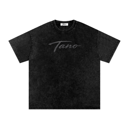 Snow Washed Oversized Cotton T-Shirt "Discipline"